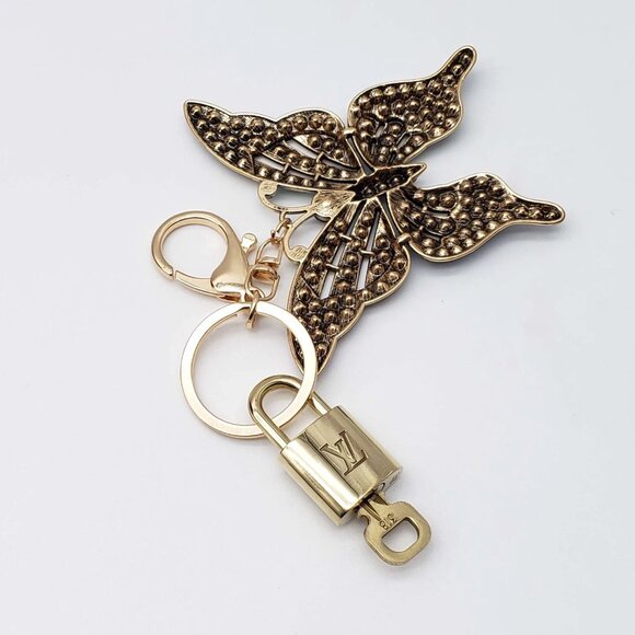 Authentic Louis Vuitton Lock & Key with unbranded Butterfly Bagcharm, Keycharm - Picture 8 of 10